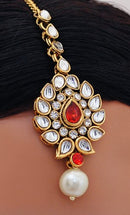 Goldpolish red and white kundan set-1925