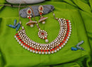 Goldpolish red and white kundan set-1925