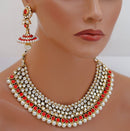 Goldpolish red and white kundan set-1925
