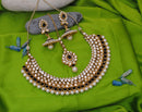 Goldpolish black and white kundan set-1926