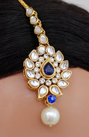 Goldpolish blue and white kundan set-1928