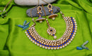 Goldpolish blue and white kundan set-1928