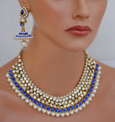 Goldpolish blue and white kundan set-1928
