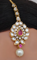 Goldpolish fusicha pink and white kundan set-1929