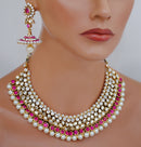 Goldpolish fusicha pink and white kundan set-1929