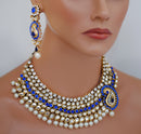 Goldpolish blue and white kundan set-1930