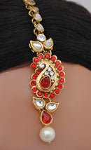 goldpolish red and white kundan set-1933
