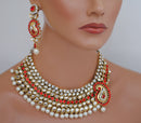 goldpolish red and white kundan set-1933