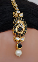 Goldpolish black and white kundan set-1934