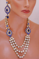 Goldpolish blue and white kundan set-1962