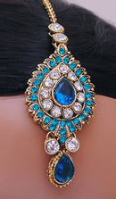 Goldpolish turquoise blue and white kundan set-1964