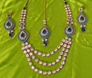 Goldpolish turquoise blue and white kundan set-1964