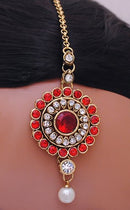 Goldpolish red and white kundan set-1966