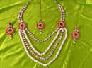 Goldpolish red and white kundan set-1966