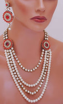 Goldpolish red and white kundan set-1966