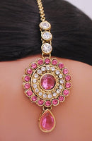 Goldpolish pink and white kundan set-1975