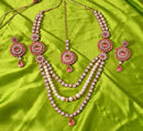 Goldpolish pink and white kundan set-1975