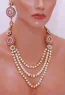 Goldpolish pink and white kundan set-1975