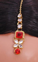 Goldpolish red and white kundan set-1988