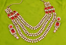 Goldpolish red and white kundan set-1988