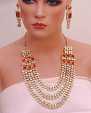 Goldpolish red and white kundan set-1988