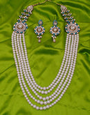 Goldpolish aqua blue and white kundan set-1995
