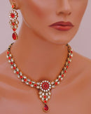 Goldpolish red and white kundan set-2016