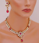 Goldpolish fusicha pink and white kundan set-2017