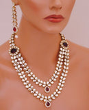Goldpolish maroon and white kundan set-2022