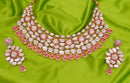 Goldpolish hot pink and white kundan set-2027