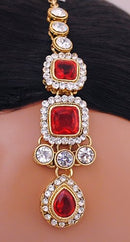 Goldpolish red and white kundan set-2036