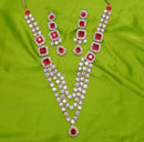 Goldpolish red and white kundan set-2036