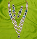 Goldpolish green and white kundan set-2037
