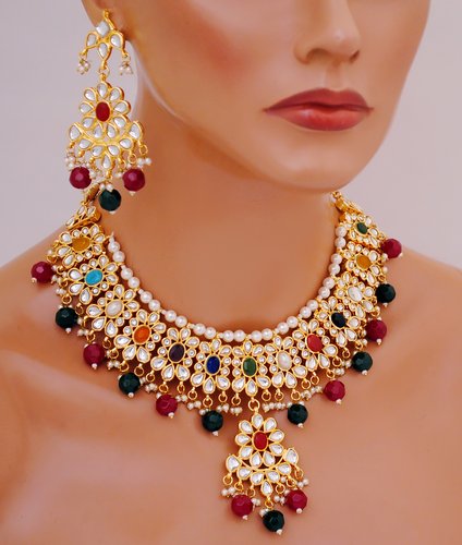 Goldpolish multicolour kundan set-2058