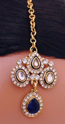 Goldpolish blue and white kundan set-2061