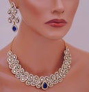 Goldpolish blue and white kundan set-2061