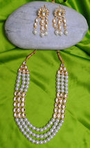 Goldpolish white kundan and pearl set-2063