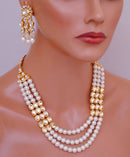 Goldpolish white kundan and pearl set-2063