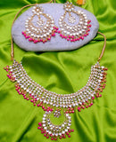 Goldpolish fusicha pink and white kundan set-2065