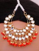 Goldpolish red and white kundan set-2067