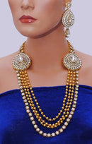 Goldpolish white kundan set-2075