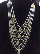 Goldpolish white kundan and pearl set-2078