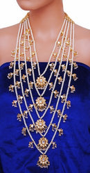 Goldpolish white kundan and pearl set-2078