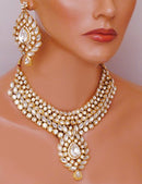 Goldpolish white kundan set-2087