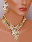 Goldpolish white kundan set-2088