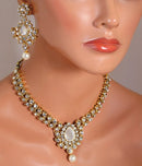Goldpolish white kundan set-2093