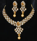 Goldpolish golden and white kundan set-2094