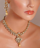 Goldpolish golden and white kundan set-2094