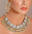 Goldpolish white kundan set-2097