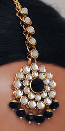 Goldpolish black and white kundan set-2109